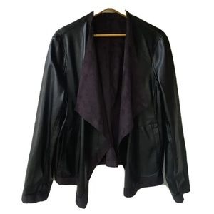 BB Dakota Tegan Open Front Vegan Faux Leather Suede Black Jacket Reversible XXL